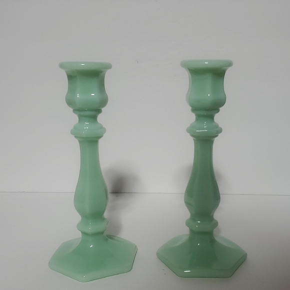 Other - Jadeite Elegant Candle Holders Set